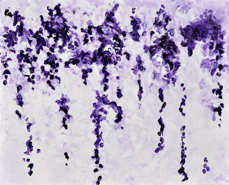 Purple against white, acrylic on canvas